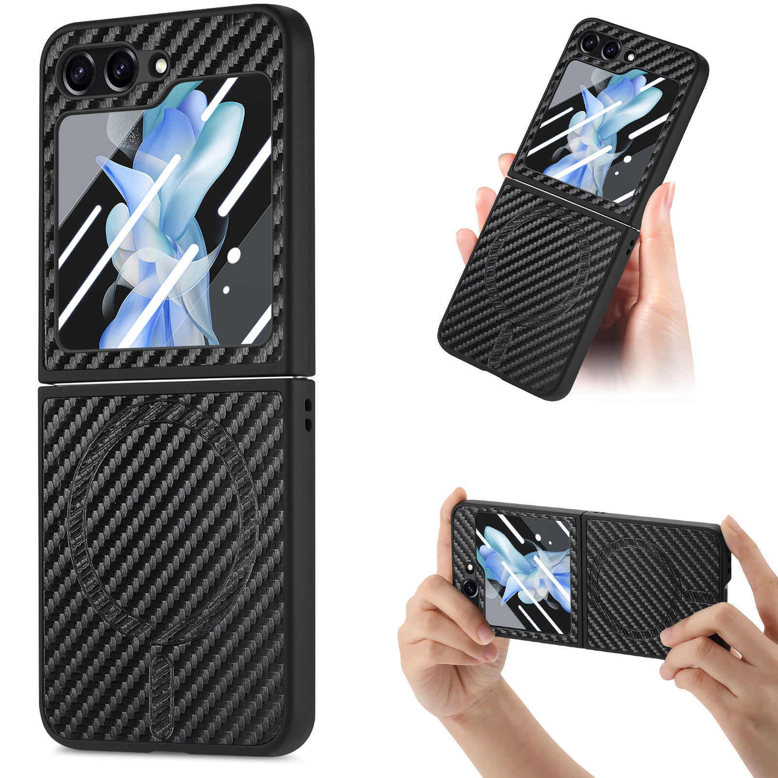 Samsung Z Flip7 Carbon Fiber Texture Magnetic Phone Case LEKCASE