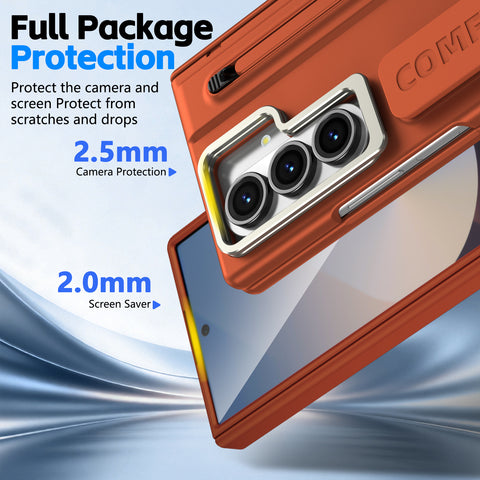 Samsung Fold 7/6/5/4 Phone Case with Lens Frame Stand, S Pen Holder, Wrist Strap, and Screen Protector LEKCASE