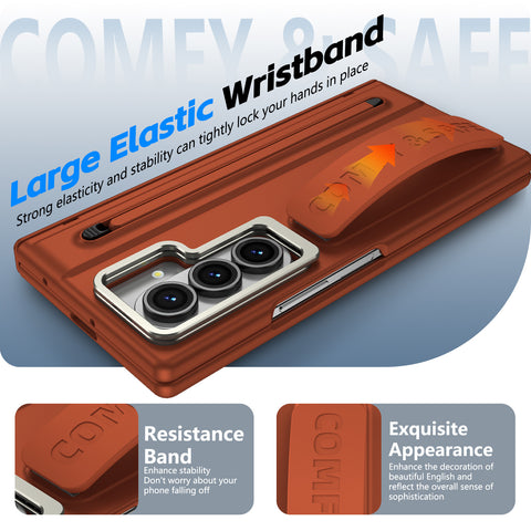 Samsung Fold 7/6/5/4 Phone Case with Lens Frame Stand, S Pen Holder, Wrist Strap, and Screen Protector LEKCASE