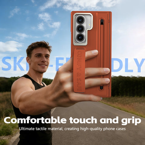 Samsung Fold 7/6/5/4 Phone Case with Lens Frame Stand, S Pen Holder, Wrist Strap, and Screen Protector LEKCASE
