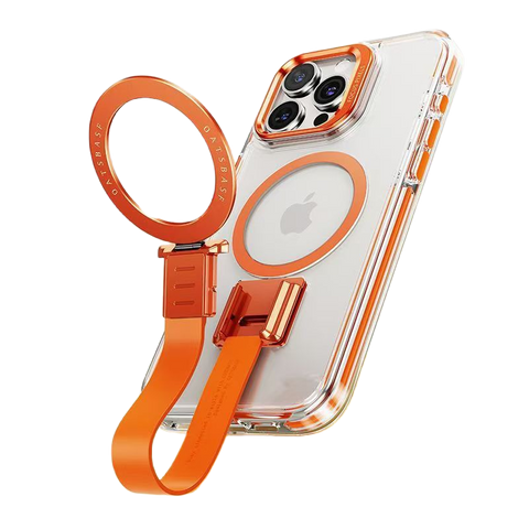 Anti-fall lanyard phone case with stand and magnetic suction