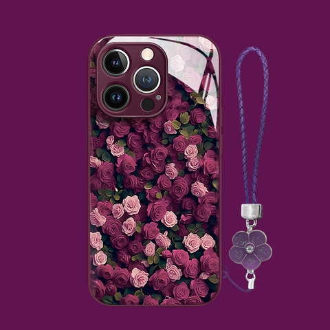 Full Screen Rose Lanyard Mobile Phone Case