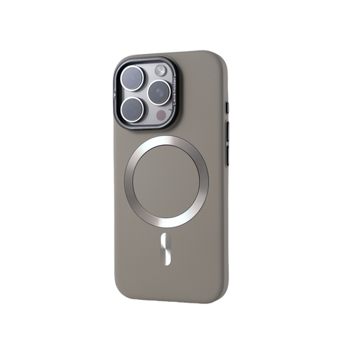 Skin-feel, drop-proof phone case with built-in lens holder