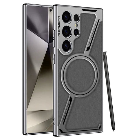 Electroplated leather built-in magnetic ring full-cover protective case(Only Case)