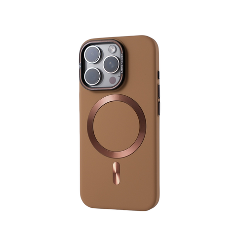Skin-feel, drop-proof phone case with built-in lens holder