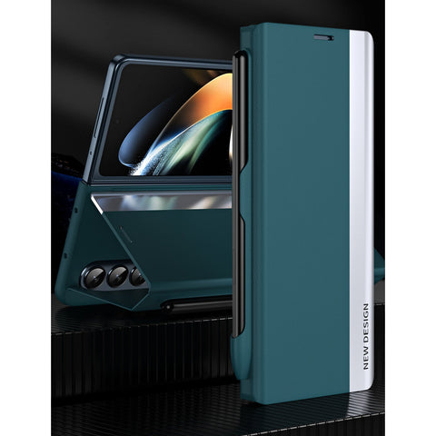 Luxury Electroplated Leather Magnetic Phone Case With Phone Stand And Pen Slot For Galaxy Z Fold 5/6/7