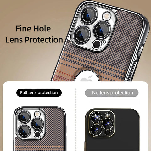Kevlar Textured Magnetic Phone Case With Full Lens Coverage