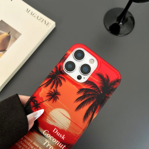Sunset Coconut Tree Scenery Photo Frame Phone Case