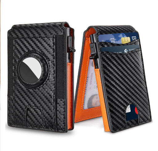 With Pop Up Aluminum Case Money Clip Slim Leather Slots Credit Card Holder RFID Blocking Bifold Minimalist Wallet LEKCASE