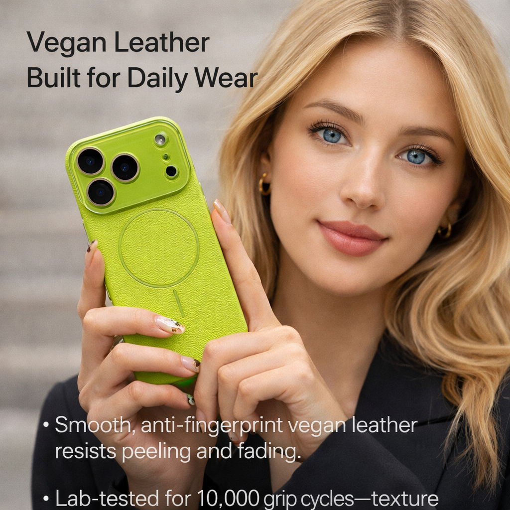 LEKCASE iPhone 17 series lens-covering vegan leather phone case LEKCASE