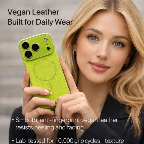 LEKCASE iPhone 17 series lens-covering vegan leather phone case LEKCASE