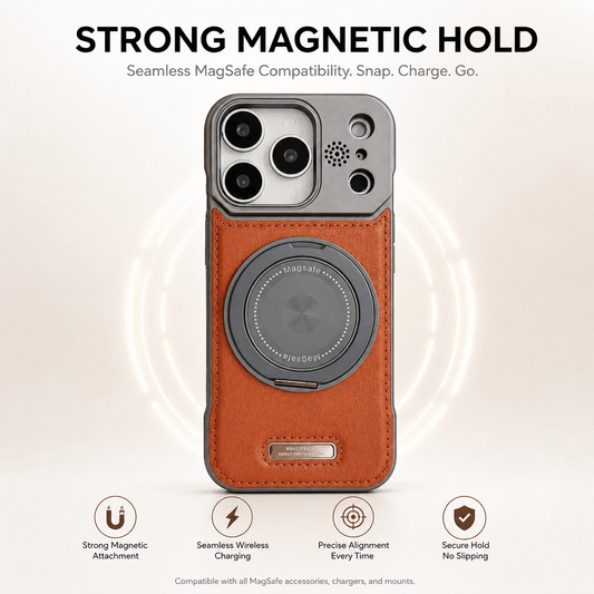 iPhone Semi-Enclosed Magnetic Phone Case with Rotating Stand LEKCASE