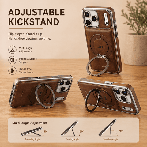 iPhone 360° Rotating Stand Leather Case with MagSafe LEKCASE