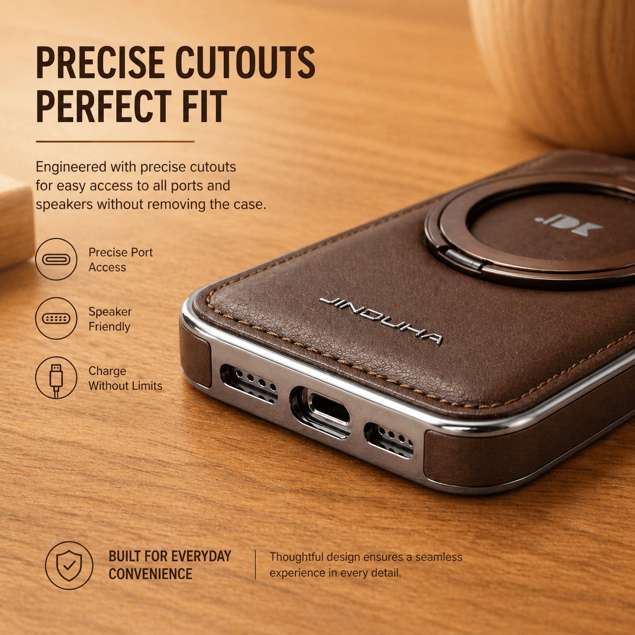 iPhone 360° Rotating Stand Leather Case with MagSafe LEKCASE