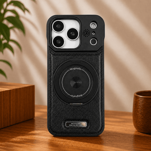iPhone Semi-Enclosed Magnetic Phone Case with Rotating Stand LEKCASE