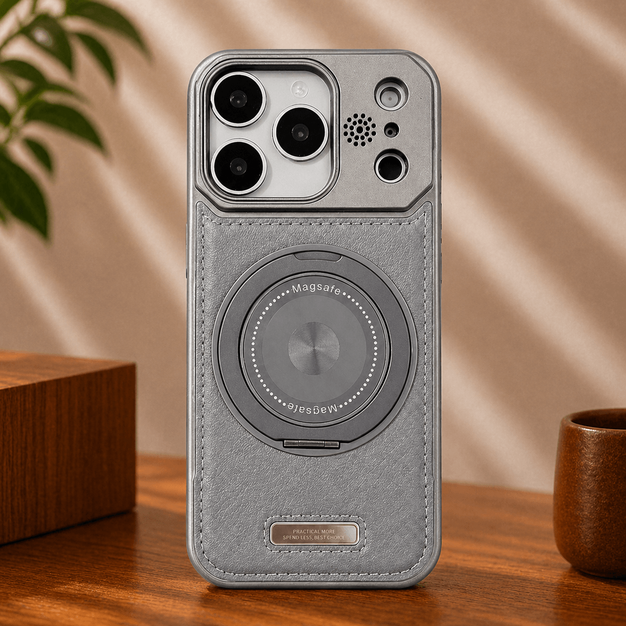 iPhone Semi-Enclosed Magnetic Phone Case with Rotating Stand LEKCASE