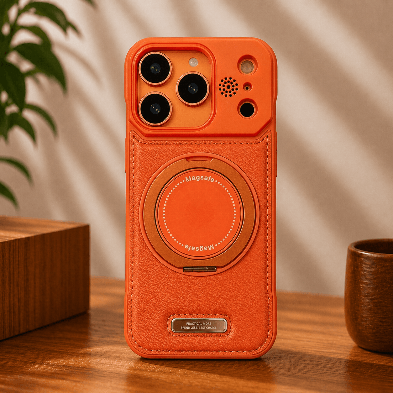 iPhone Semi-Enclosed Magnetic Phone Case with Rotating Stand LEKCASE