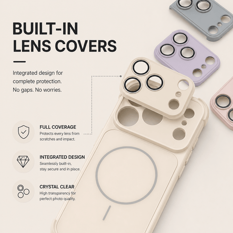 Silicone Phone Case with Built-in Glass Lens Protection LEKCASE