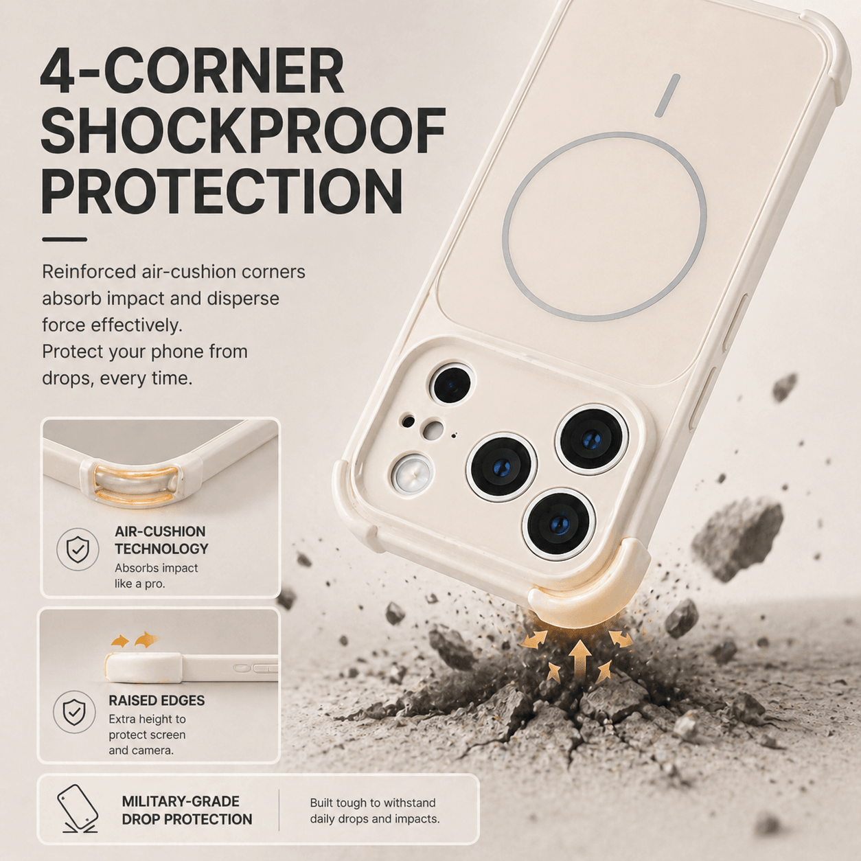Silicone Phone Case with Built-in Glass Lens Protection LEKCASE