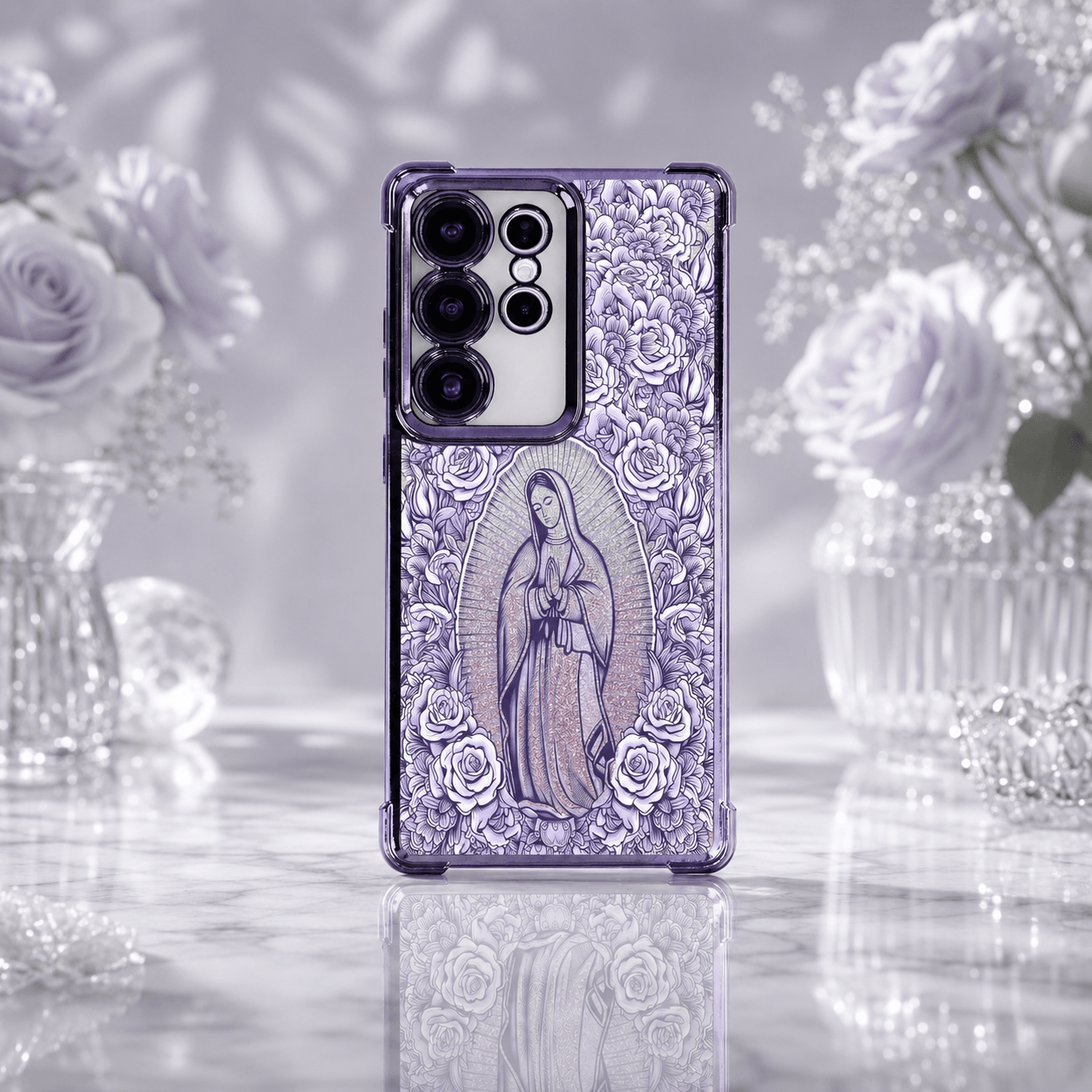 Our Lady of Guadalupe & Rose-Themed Phone Case for Samsung Galaxy S26/S25/S24/S23 Series LEKCASE