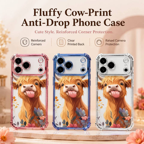 Fluffy Cow-Print Anti-Drop Phone Case with Reinforced Corners LEKCASE