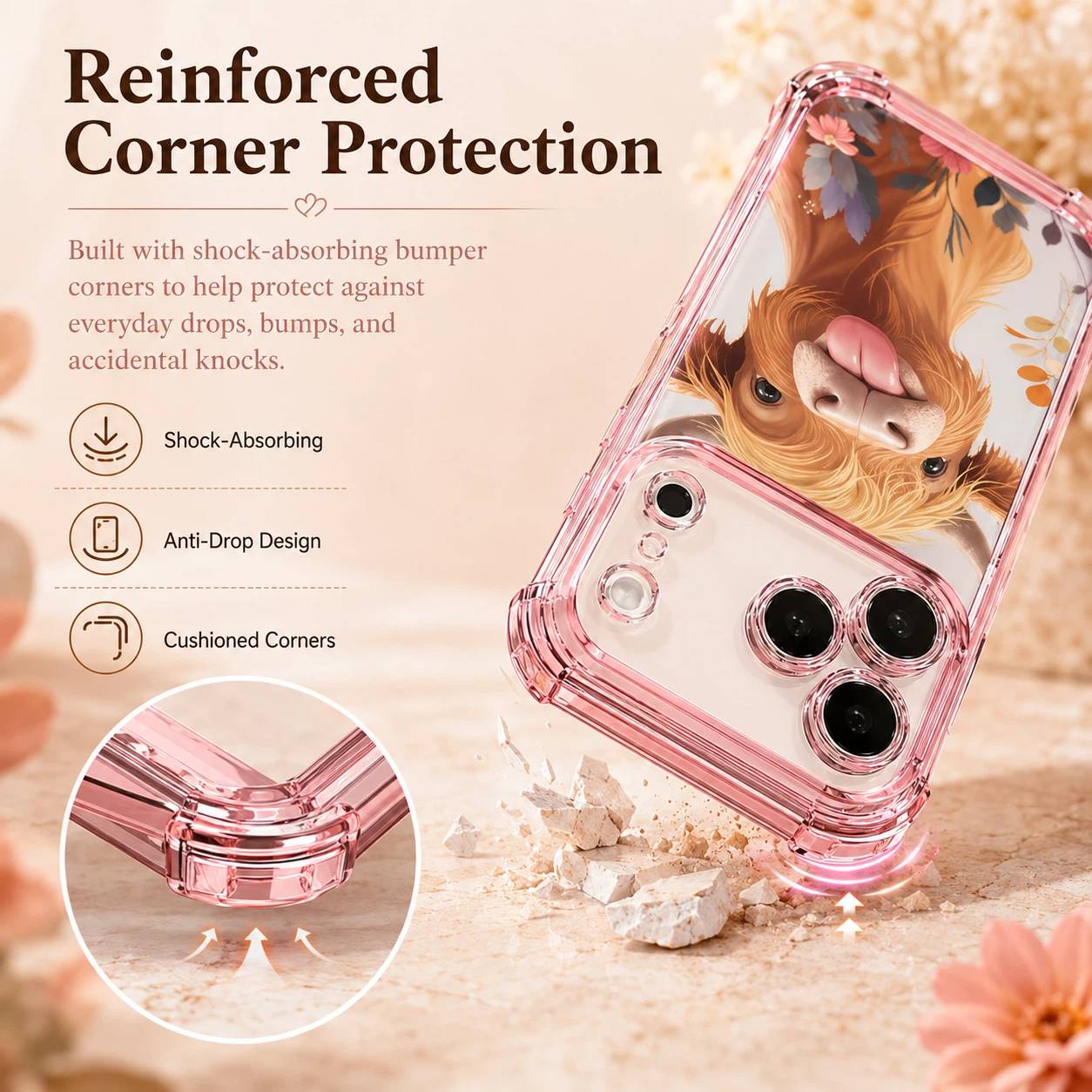 Fluffy Cow-Print Anti-Drop Phone Case with Reinforced Corners LEKCASE