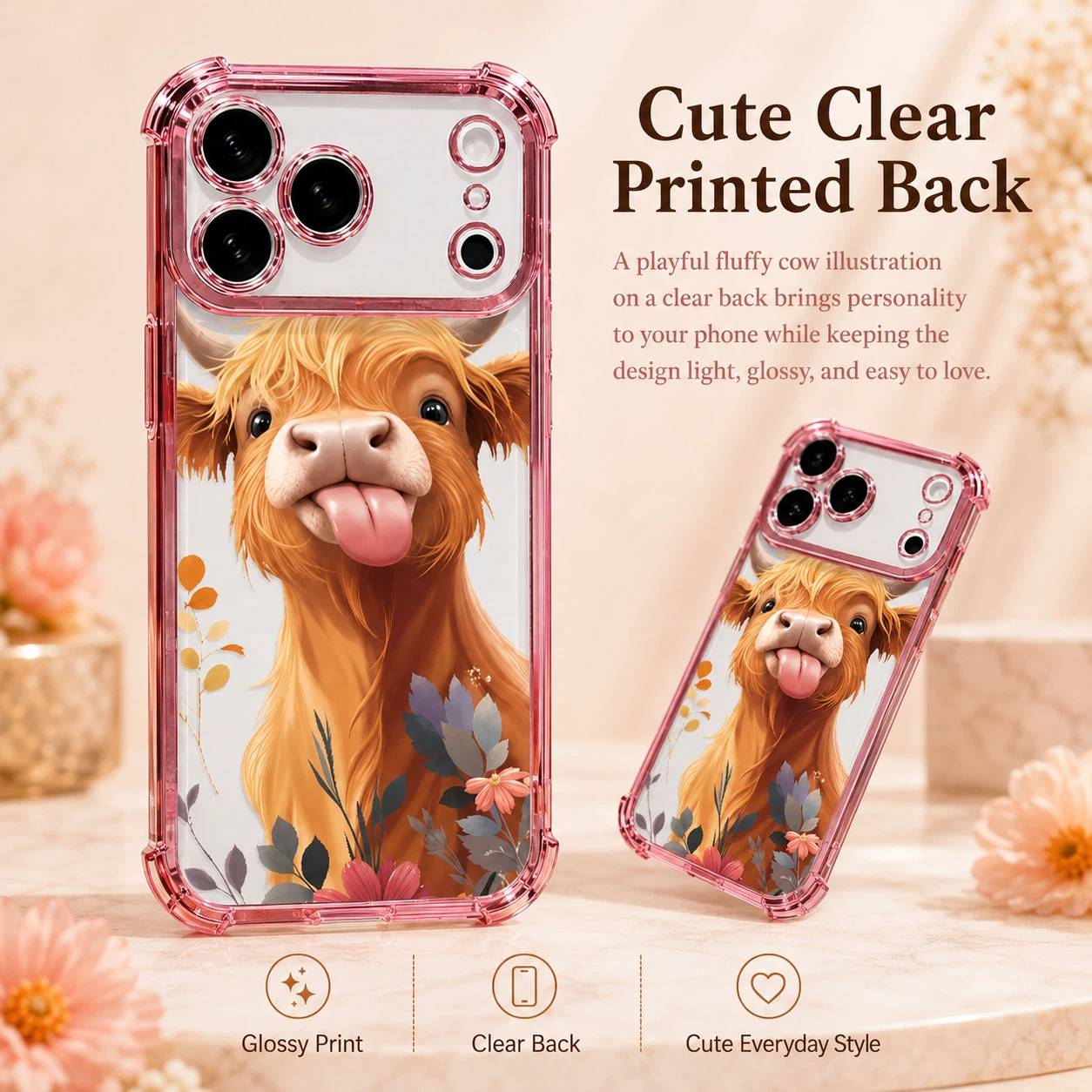 Fluffy Cow-Print Anti-Drop Phone Case with Reinforced Corners LEKCASE