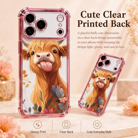 Fluffy Cow-Print Anti-Drop Phone Case with Reinforced Corners LEKCASE