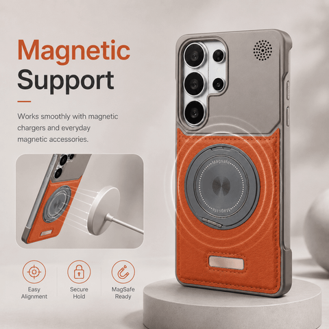Samsung Semi-Enclosed Magnetic Phone Case with Rotating Stand LEKCASE