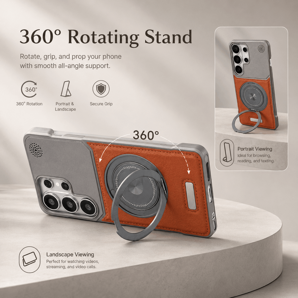 Samsung Semi-Enclosed Magnetic Phone Case with Rotating Stand LEKCASE