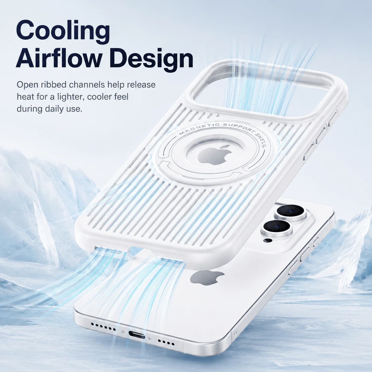 iPhone Magnetic Phone Case with Striped Heat-Dissipation Stand LEKCASE