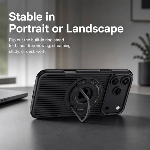 iPhone Magnetic Phone Case with Striped Heat-Dissipation Stand LEKCASE