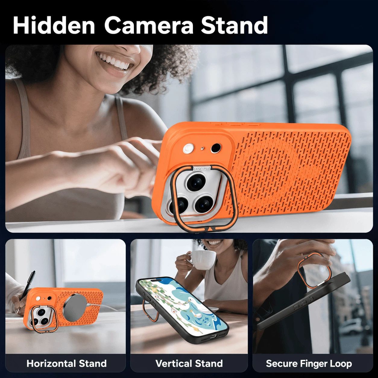 iPhone Magnetic Cooling Case with Hidden Camera Stand LEKCASE