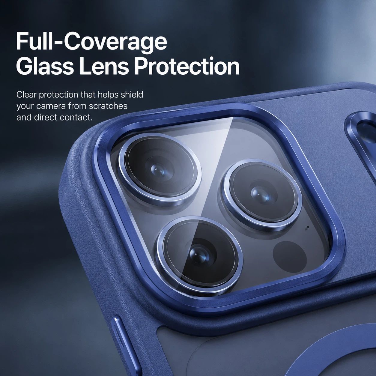 Leather-Textured Phone Case with Full-Coverage Glass Lens Frame LEKCASE