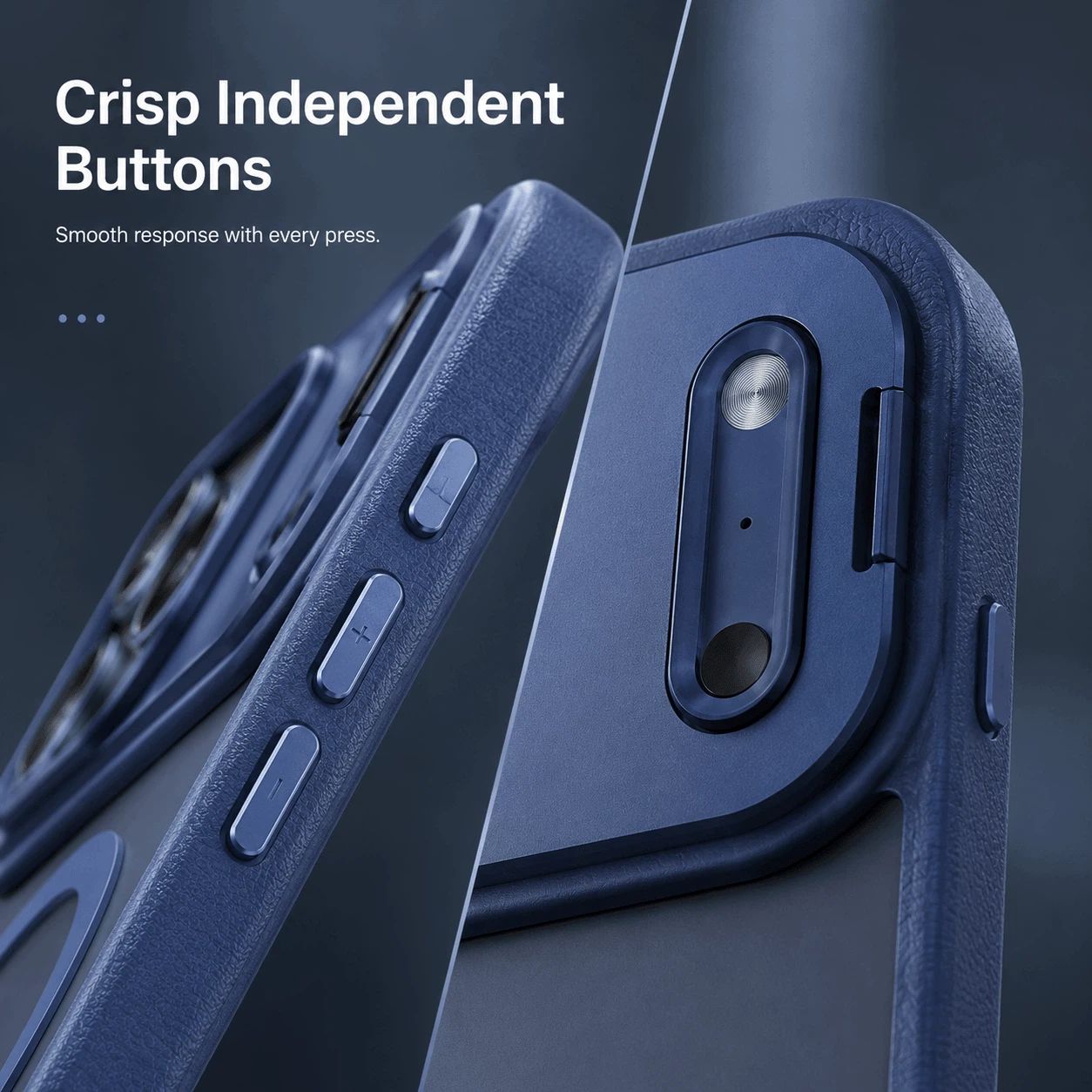 Leather-Textured Phone Case with Full-Coverage Glass Lens Frame LEKCASE