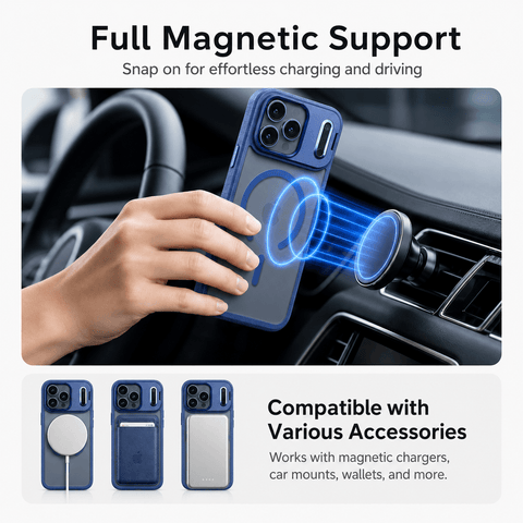 Leather-Textured Phone Case with Full-Coverage Glass Lens Frame LEKCASE