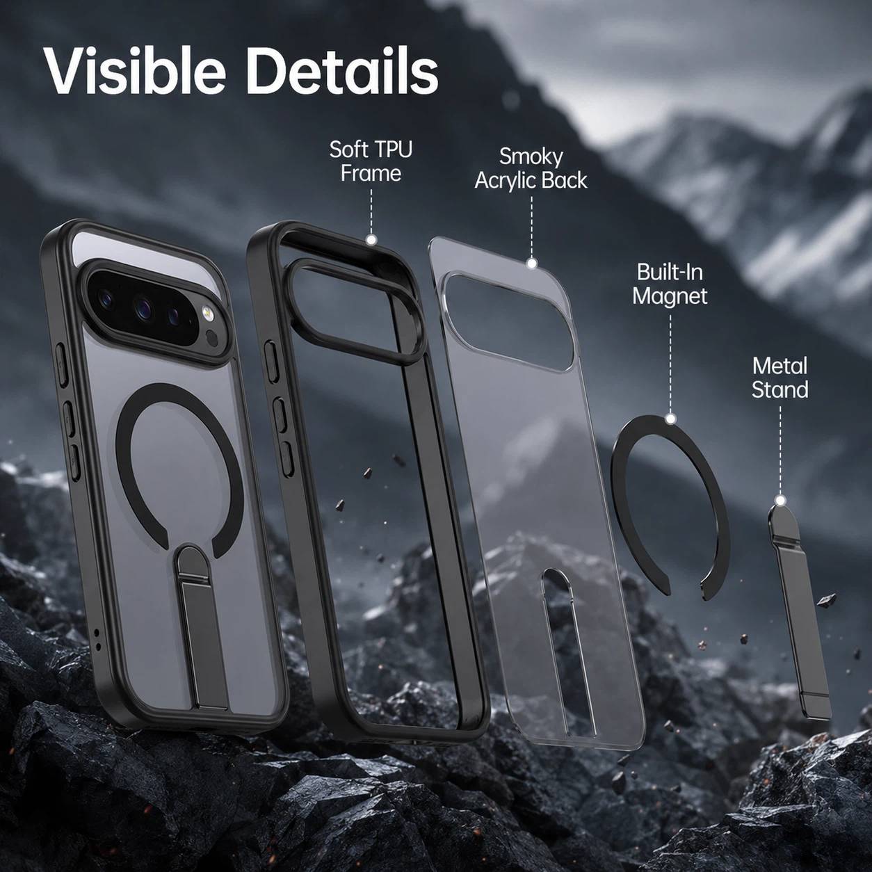 Magnetic Transparent Phone Case With Stand LEKCASE