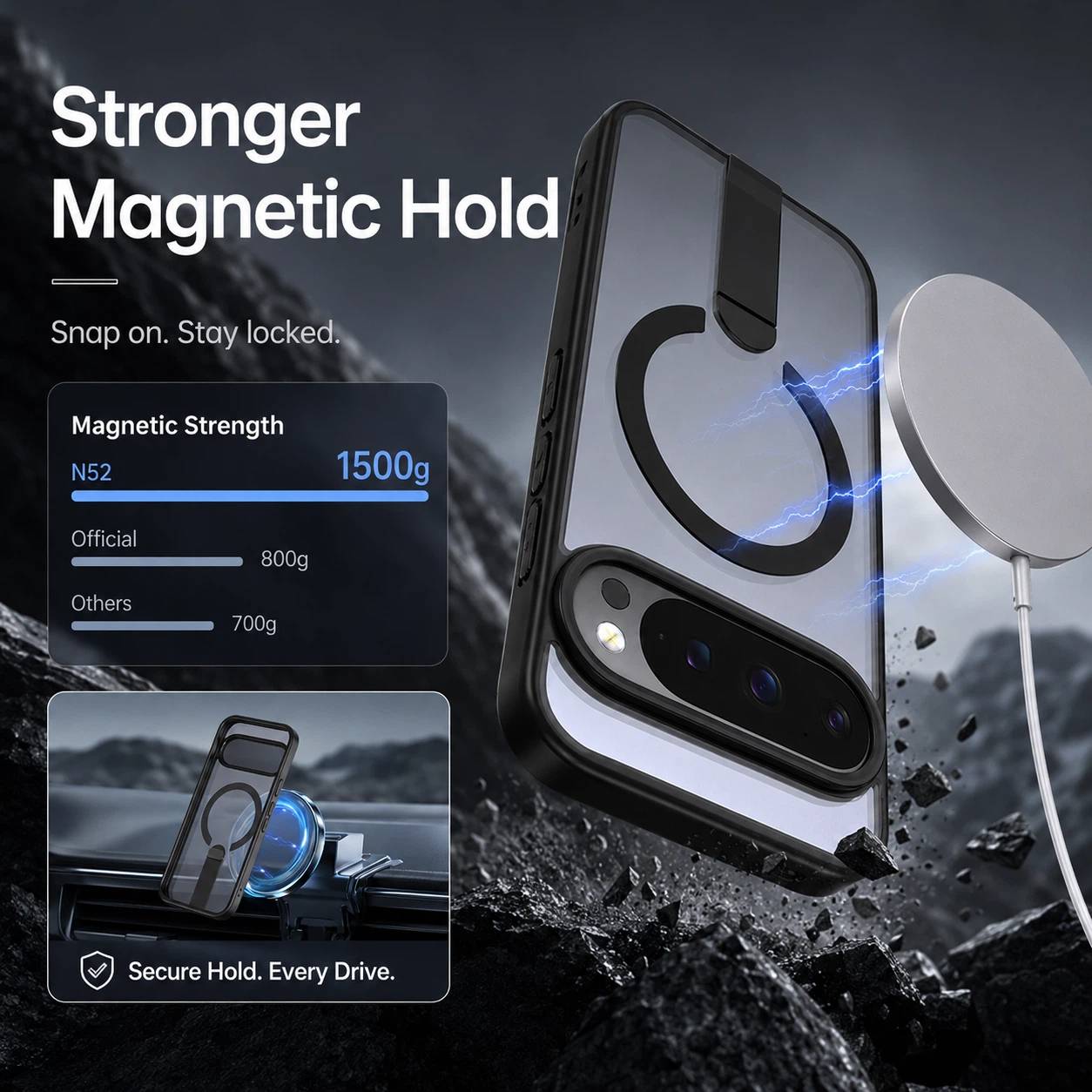 Magnetic Transparent Phone Case With Stand LEKCASE