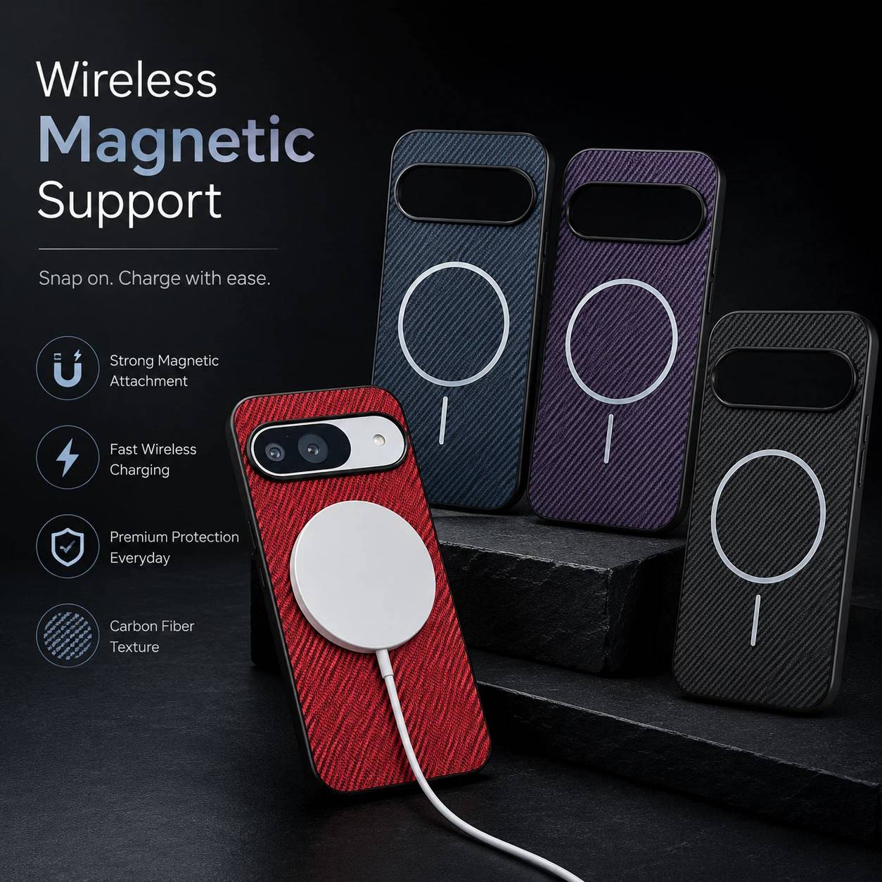 Magnetic Carbon Fiber Texture Phone Case LEKCASE