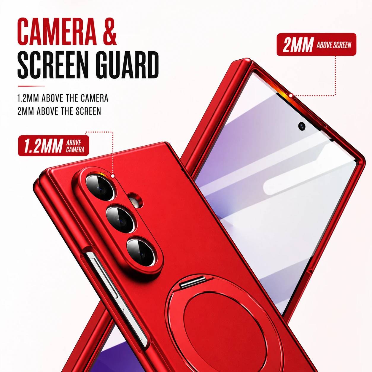 Samsung Galaxy Fold 7/6/5 Full-Coverage Case with Rotating Magnetic Stand and Screen Protector LEKCASE
