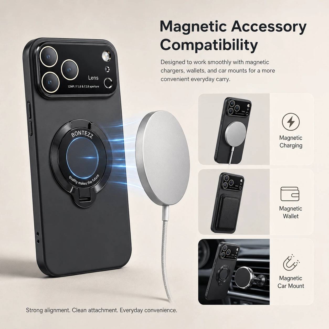 O-Ring MagSafe Case for iPhone 17 | Clear Grip Stand LEKCASE