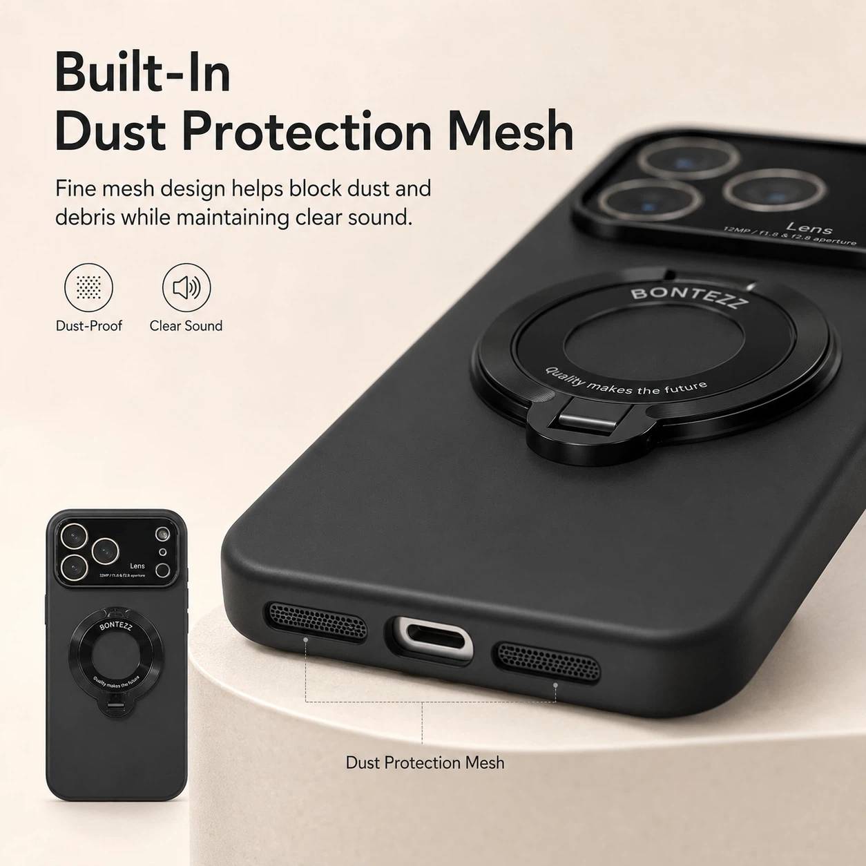 O-Ring MagSafe Case for iPhone 17 | Clear Grip Stand LEKCASE