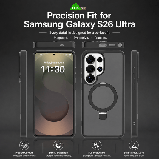 Samsung Galaxy S26 Series Stand Frosted Shockproof Magnetic Phone Case LEKCASE