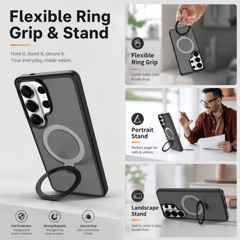 Samsung Galaxy S26 Series Stand Frosted Shockproof Magnetic Phone Case LEKCASE