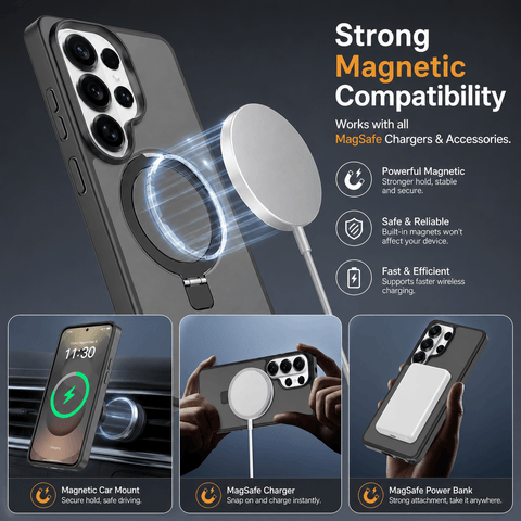 Samsung Galaxy S26 Series Stand Frosted Shockproof Magnetic Phone Case LEKCASE