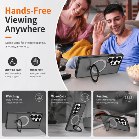 Samsung Galaxy S26 Series Stand Frosted Shockproof Magnetic Phone Case LEKCASE