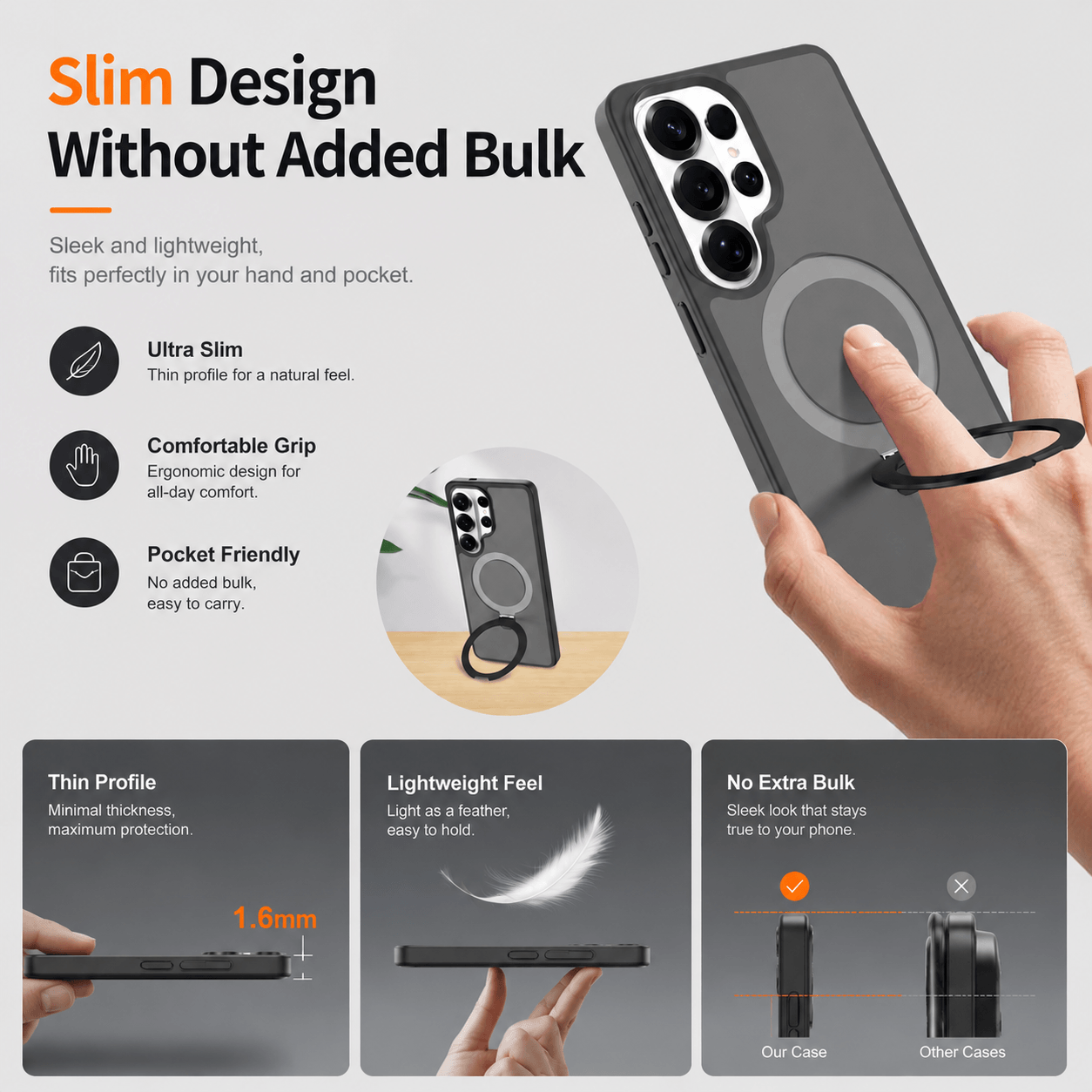Samsung Galaxy S26 Series Stand Frosted Shockproof Magnetic Phone Case LEKCASE