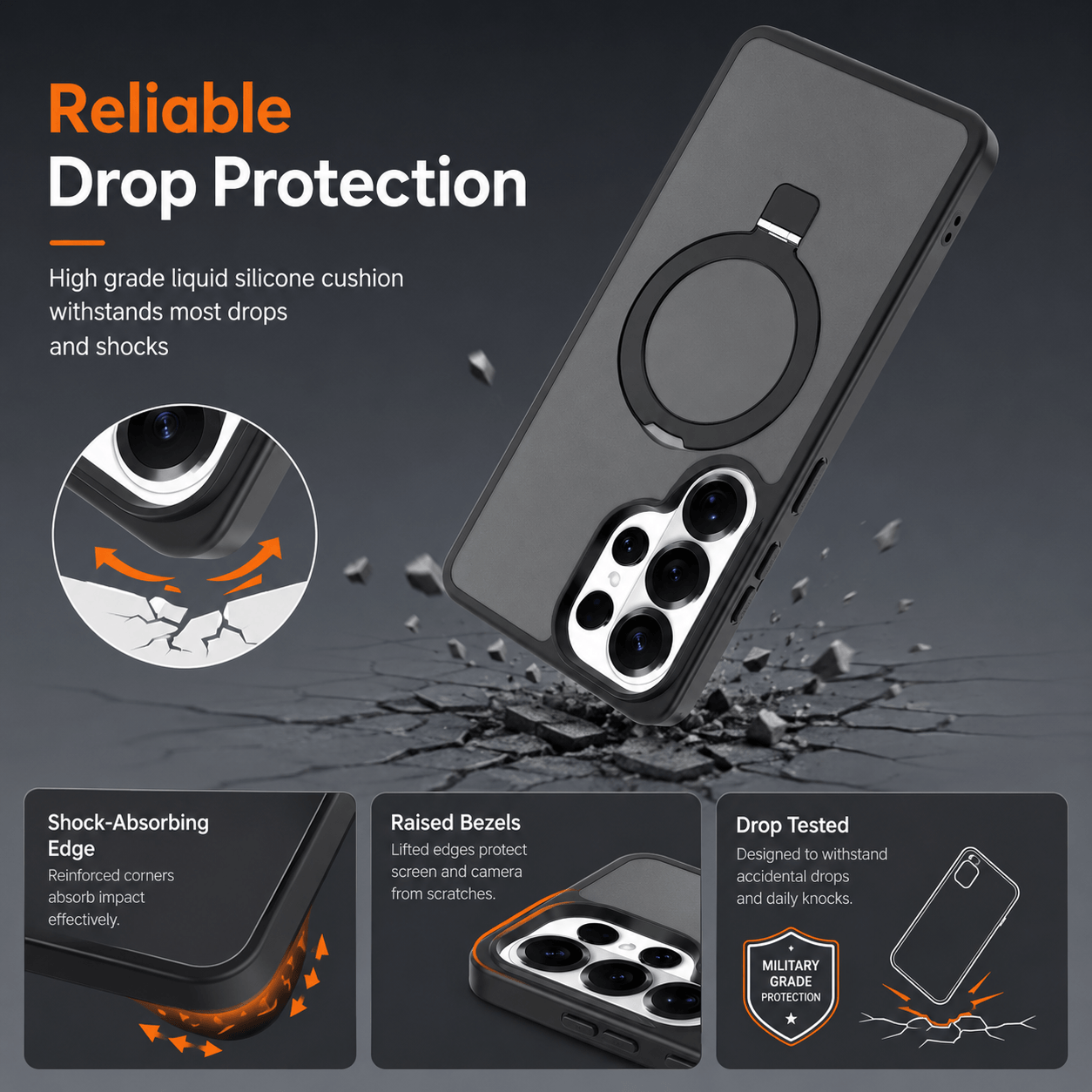 Samsung Galaxy S26 Series Stand Frosted Shockproof Magnetic Phone Case LEKCASE