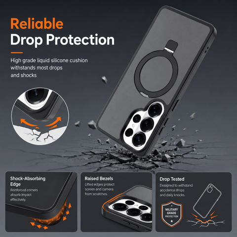 Samsung Galaxy S26 Series Stand Frosted Shockproof Magnetic Phone Case LEKCASE