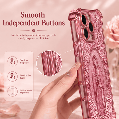 Classic Portrait of Our Lady of Guadalupe — Rose-Themed Case for iPhone 17/16/15/14 Series LEKCASE